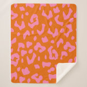 Couverture Sherpa Motif Empreinte de léopard rose et orange (Devant)