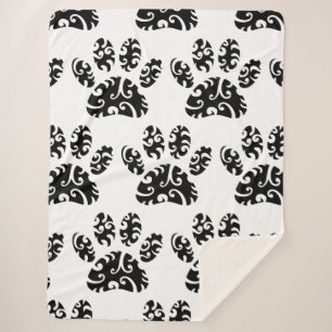 Couverture Sherpa Motif Empreinte de patte de chien de tatouage trib