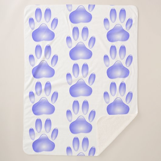 Couverture Sherpa Motif Empreinte de patte en verre bleu (Devant)