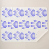 Couverture Sherpa Motif Empreinte de patte en verre bleu (Devant (Horizontal))