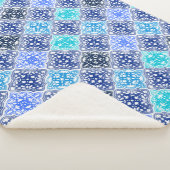 Couverture Sherpa Motif en carrelage marocain peint en bleu (3/4)