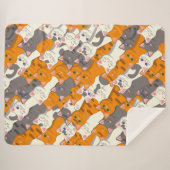 Couverture Sherpa Motif en diagonale du chat noir blanc gingembre (Devant (Horizontal))