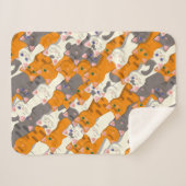 Couverture Sherpa Motif en diagonale du chat noir blanc gingembre (Devant (Horizontal))