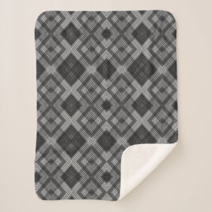 Couverture Sherpa Motif en diamant géométrique noir et blanc