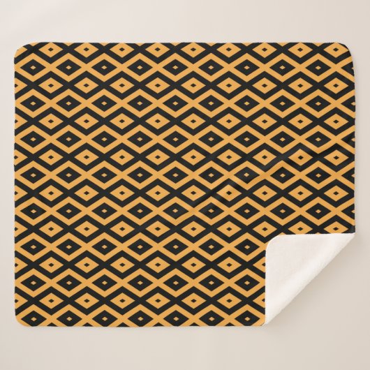Couverture Sherpa Motif en diamant jaune et noir (Devant (Horizontal))