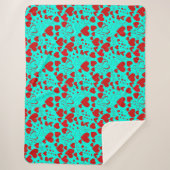 Couverture Sherpa Motif en forme de coeur rouge en turquoise vide (Devant)
