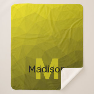 Couverture Sherpa Motif en maille géométrique gris foncé jaune