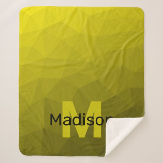 Couverture Sherpa Motif en maille géométrique gris foncé jaune (Devant)