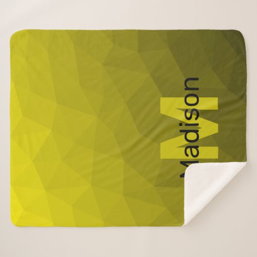 Couverture Sherpa Motif en maille géométrique gris foncé jaune (Devant (Horizontal))