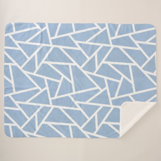 Couverture Sherpa Motif en mosaïque bleu pâle et blanc (Devant (Horizontal))