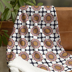 Couverture Sherpa Motif en mosaïque colorée inspirée du mandala