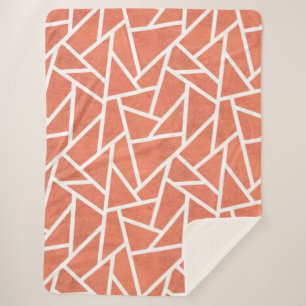 Couverture Sherpa Motif en mosaïque orange mandarin