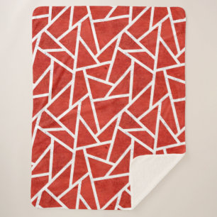 Couverture Sherpa Motif en mosaïque rouge et blanche