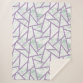 Couverture Sherpa Motif en mosaïque vert clair et lavande (Devant)