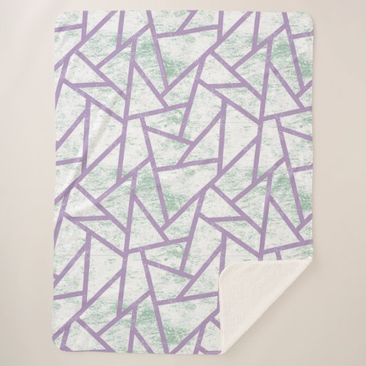 Couverture Sherpa Motif en mosaïque vert clair et lavande (Devant)