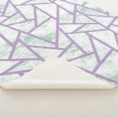 Couverture Sherpa Motif en mosaïque vert clair et lavande (3/4)