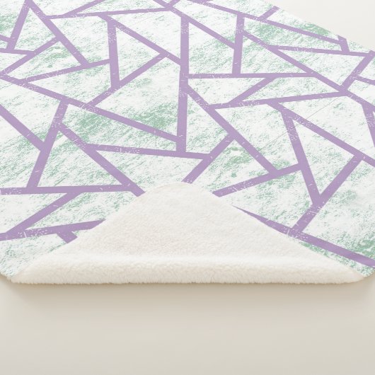 Couverture Sherpa Motif en mosaïque vert clair et lavande (3/4)