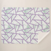 Couverture Sherpa Motif en mosaïque vert clair et lavande (Devant (Horizontal))