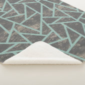 Couverture Sherpa Motif en mosaïque vert pâle et gris (3/4)