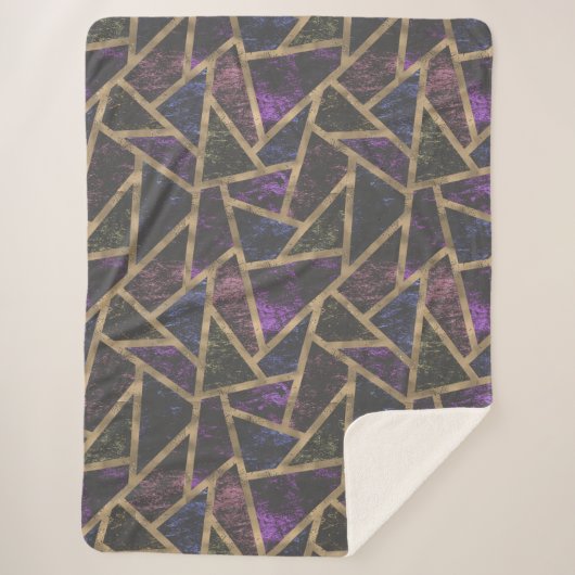 Couverture Sherpa Motif en mosaïque violet et or (Devant)