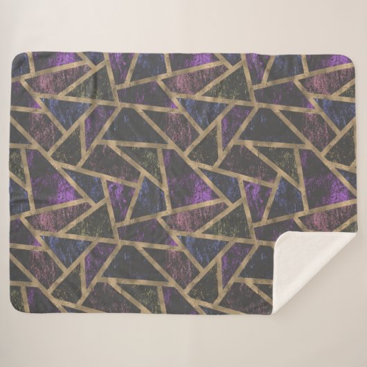 Couverture Sherpa Motif en mosaïque violet et or (Devant (Horizontal))