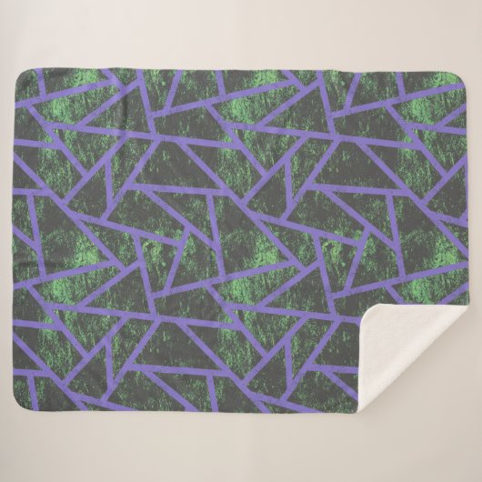 Couverture Sherpa Motif en mosaïque violet et verte (Devant (Horizontal))