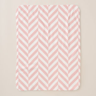 Couverture Sherpa Motif en sonnerie géométrique rose et blanc