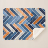 Couverture Sherpa Motif en squelette dans Navy Blue and Orange (Devant (Horizontal))