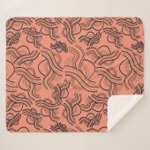 Couverture Sherpa Motif en terre cuite avec noeuds griffés noirs (Devant (Horizontal))