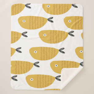 Couverture Sherpa Motif enfantin sans couture avec des poissons drôl