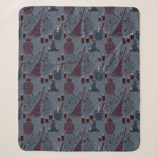 Couverture Sherpa Motif ensorcelant de Halloween sous la lune (Devant)