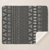 Couverture Sherpa Motif ethnique tribal noir et blanc avec géométrie (Devant (Horizontal))