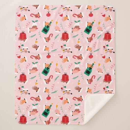 Couverture Sherpa Motif Festif des Mains de Vacances (Devant)
