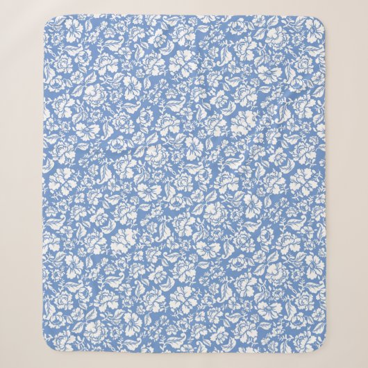 Couverture Sherpa motif feuille 14b. bleu BG (Devant)