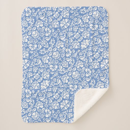 Couverture Sherpa motif feuille 14b. bleu BG (Devant)