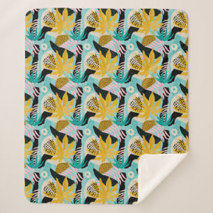 Couverture Sherpa Motif Feuille de la forêt tropicale tropicale