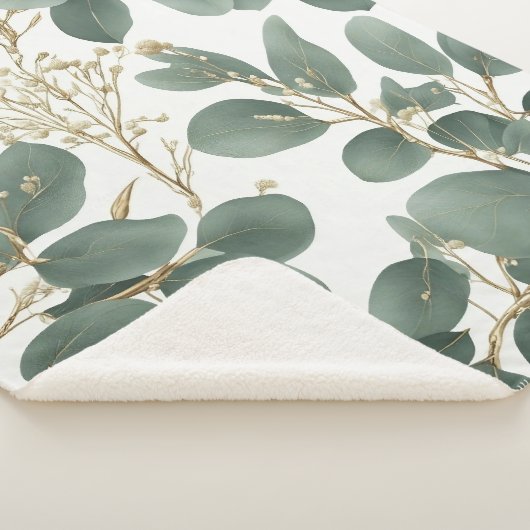 Couverture Sherpa Motif Feuille de l'Eucalyptus (3/4)