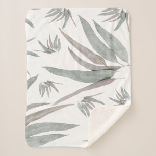 Couverture Sherpa Motif Feuille de l'Eucalyptus