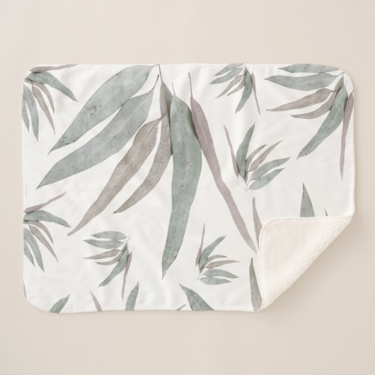Couverture Sherpa Motif Feuille de l'Eucalyptus (Devant (Horizontal))