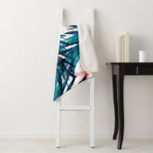 Couverture Sherpa Motif feuille de palmier vert et rose (En situation)