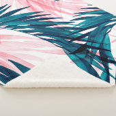 Couverture Sherpa Motif feuille de palmier vert et rose (3/4)