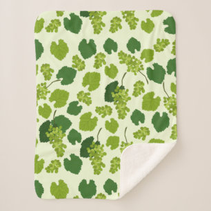 Couverture Sherpa Motif Feuille de raisins et de raisins