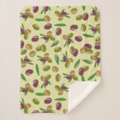 Couverture Sherpa Motif Feuille d'olive et d'olive rustique (Devant)