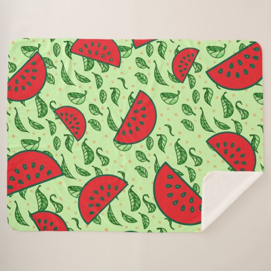 Couverture Sherpa Motif feuille et pastèques (Devant (Horizontal))