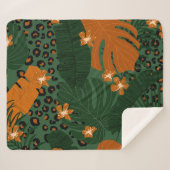Couverture Sherpa Motif Feuille exotique léopard tropique (Devant (Horizontal))