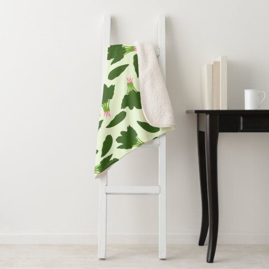 Couverture Sherpa Motif Feuille Green Spinach (En situation)