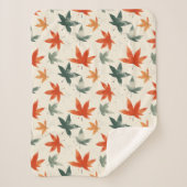 Couverture Sherpa Motif Feuilles d'automne (Devant)