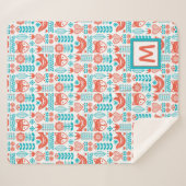 Couverture Sherpa Motif finlandais d'art populaire de Fox et (Devant (Horizontal))