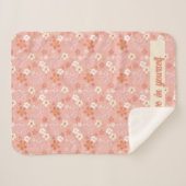 Couverture Sherpa Motif Fleur d'Affirmation Positive Rose Blanc (Devant (Horizontal))