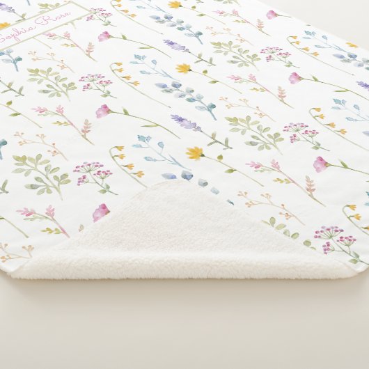 Couverture Sherpa Motif Fleur sauvage mignon (3/4)